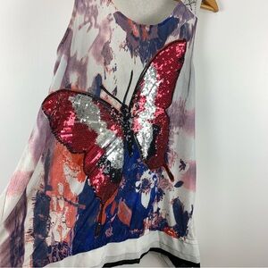 Flew De Lis Butterfly Sequins Embellished Mini Tank Dress Fairy Festival Size M